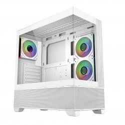 Изискан mid‑tower корпус, който комбинира модерна охлаждаща ефективност с елегантен преден панел с дървесен акцент!