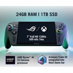 #playALLYourgames с процесор Ryzen™ AI Z2 Extreme, дисплей 120Hz FHD с FreeSync™ Premium, 24GB LPDDR5X-8000, 1TB M.2 2280 SSD, WiFi 6E, Impulse Triggers, USB4®, 80Wh батерия и Windows 11!