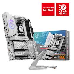 С AMD B850 за процесори AMD Ryzen™ 9000-series, технология EXPO™ за DDR5 RAM, слотове NVMe® M.2 PCIe® 5.0 SSD, слот PCIe 5.0 x16, WiFi 7 & 5GbE, USB-C 20Gbps и звук чрез Realtek® ALC4080!