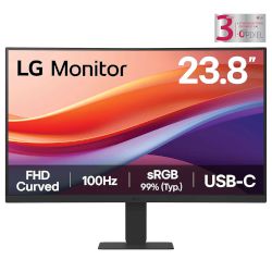 Монитор 24" с извит VA панел, честота на опресняване 100Hz, Dynamic Action Sync® & Black Stabilizer®, съвместимост с приложението LG Switch, Flicker Safe и Reader Mode, както и порт USB-C!
