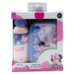 Комплект кутия за храна и бутилка за вода Minnie за удобно носене на всичко, което ти дава енергия за училище, занимания или разходки!
