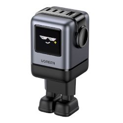Мощно зарядно от UGREEN за бързо зареждане на устройства, с усъвършенствана технология GaNInfinity до 100W, вградени функции за сигурност, дисплей TFT, широка съвместимост и 4 порта USB!