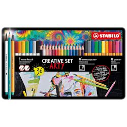 Stabilo Arty Box е комплект, който включва маркери и цветни моливи, за да създадеш красиви творения!