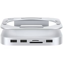 Mac Mini M4/M4 Pro Stand с портове USB-A 3.2 (до 10Gbps), порт USB 2.0 (480Mbps), Card Reader SD 4.0 UHS-II (до 312MB/s) и слот за PCIe NVMe M.2 SSD (2230/2242/2260/2280 до 10Gbps)!
