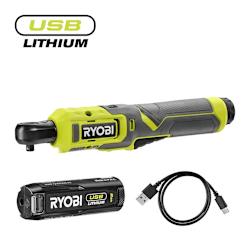Като част от серията безжични инструменти 4V USB Lithium™ на Ryobi, този гайковерт с тресчотка ¼" е идеалното решение за завиване в тесни пространства – под капака или под автомобила!