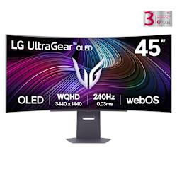 Извитият (800R) OLED WQHD LG UltraGear™ 45GX90SA-W е мощен геймърски монитор, с честота на опресняване 240Hz, webOS с AI и функции, които ще ти осигурят предимство!