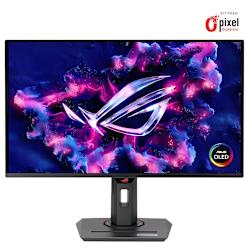 Gaming монитор 27" от ASUS с резолюция 4K, панел QD-OLED с Delta E<2 (покритие 99% DCI-P3), честота на опресняване 240Hz, специална система за охлаждане, поддръжка G-SYNC®, HDMI 2.1 & DisplayHDR™ 400 True Black!