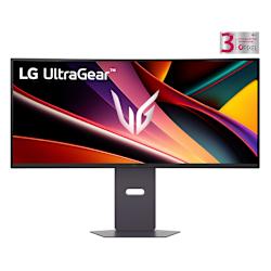 Извит монитор 34" UltraGear™ WQHD (3440x1440) с VA панел, честота на опресняване 160Hz (1ms MBR), HDR10, поддръжка на AMD FreeSync™ Premium, високоговорители (2x 5W) MaxxAudio® и безрамков дизайн!