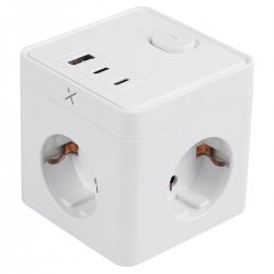 С разклонителя Cube Turbo-X имаш три позиции устройства като монитори, лаптопи и лампи (максимална мощност 3680 W), като същевременно можеш бързо да зареждаш устройствата си с USB-A 18W и 2x USB-C PD 20W!