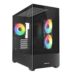 Компютърна кутия micro-ATX с 3 вентилатора 120mm RGB LED PWM и възможност за инсталиране на 8 общо! Като алтернатива може да побере 2 радиатора за водно охлаждане (1x 240 и 1x 280/360 mm)!