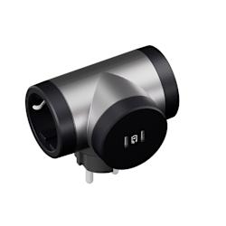 Вътрешен разклонител с 2 гнезда (2 полюса + заземяване) със страничен изход, 2 USB-C порта (PD 20W) и възможност за завъртане!