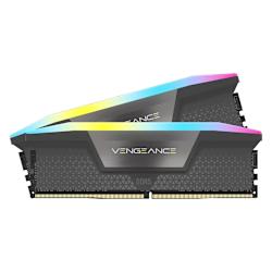 Memory kit 64GB (2x 32GB) от серията CORSAIR VENGEANCE® RGB DDR5 с работна честота 5600 MHz и CL40 за невероятна производителност на твоята система и внушителен външен вид!