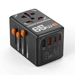 Универсалният адаптер TESSAN 65W GaN зарежда 5 устройства едновременно в много страни (ЕС, Великобритания, САЩ, Австралия) с абсолютна безопасност!