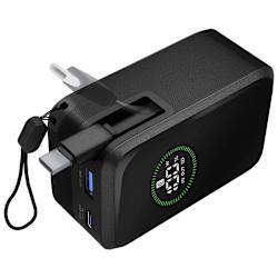 Външна батерия с капацитет 10000 mAh, LCD дисплей и изходна мощност до 45W! Разполага с USB-A и USB-C® портове, както и с вграден прибиращ се USB-C® кабел, което позволява едновременно зареждане на три устройства!
