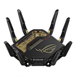 Лимитирано издание, създадено по случай 20-годишнината на марката ROG! Четирибандов Wi-Fi 7 рутер до 30000 Mbps, с 2 порта 10 GbE, 4 порта 2.5 GbE, мощен процесор 2.6GHz, AiMesh и gaming производителност за максимална скорост, покритие и мрежов контрол!