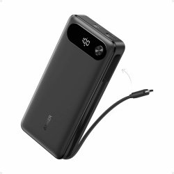 Благодарение на вградения си USB-C кабел и 2xUSB порта, може да зареждаш до 3 устройства едновременно!