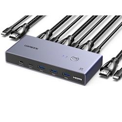 KVM Switch UGREEN 2-в-1 (CM692-25961-P1) позволява лесното управление на два компютъра чрез един монитор, една клавиатура, една мишка и до четири USB устройства!