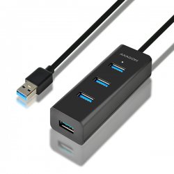 USB 3.0 Hub, който дава възможност за лесно и бързо свързване на до четири USB устройства едновременно към компютъра ти!