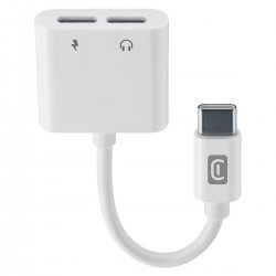 Адаптор-сплитер съвместим със смартфони с USB-C порт, който ти позволява да слушаш музика и да зареждаш смартфона си едновременно!