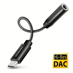 Аудио адаптерът AXAGON ADA-HC Hi-Res DAC е идеалният аксесоар за твоя телефон, таблет, лаптоп или настолен компютър с USB-C конектор, като ти осигурява липсващия 3.5mm аудио жак!