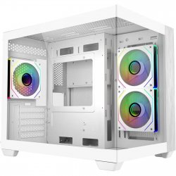 Стилен и практичен Mini-Tower корпус, който комбинира модерна охлаждаща ефективност с елегантен преден панел с дървесен акцент!
