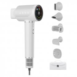 Професионален сешоар с патентована AI технология, сензорен дисплей и 360° магнитни накрайници за лесна смяна!