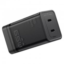 Бързо мрежово зарядно с 2 порта USB-C и максимална комбинирана мощност 65W!