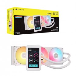 Системата за водно охлаждане iCUE LINK TITAN II 360 RX LCD разполага с помпа FlowDrive 2, IPS LCD дисплей 5" и безшумни вентилатори RX360 II, впечатляващо осветление и предварително нанесена паста XTM70!