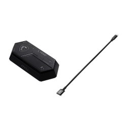 Компактна MSI Claw докинг станция с придружаващ USB-C кабел за ефективно и надеждно зареждане на преносимата ти конзола MSI!