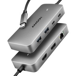 USB-C Hub 10Gbps HMC-CUB83X2 DUAL 4K DISPLAY 7in1 разширява възможностите на твоя лаптоп, компютър или телефон с два видео изхода, LAN конектор и USB портове!